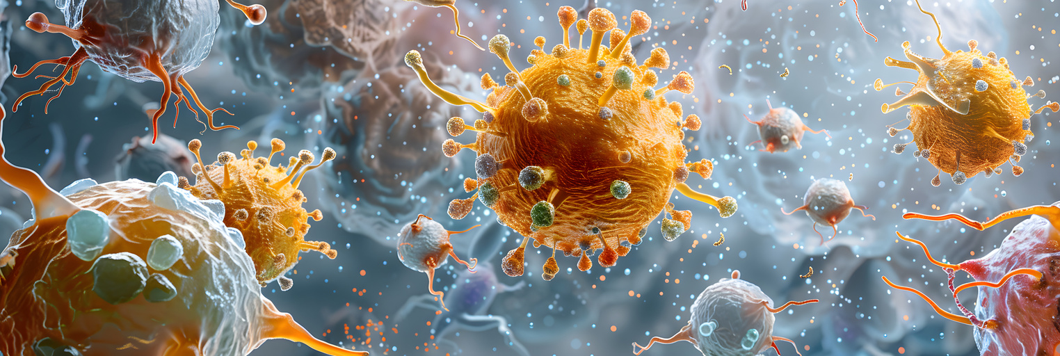 Immune cells illustrating the complexity of the immune response monitored in vaccine development studies